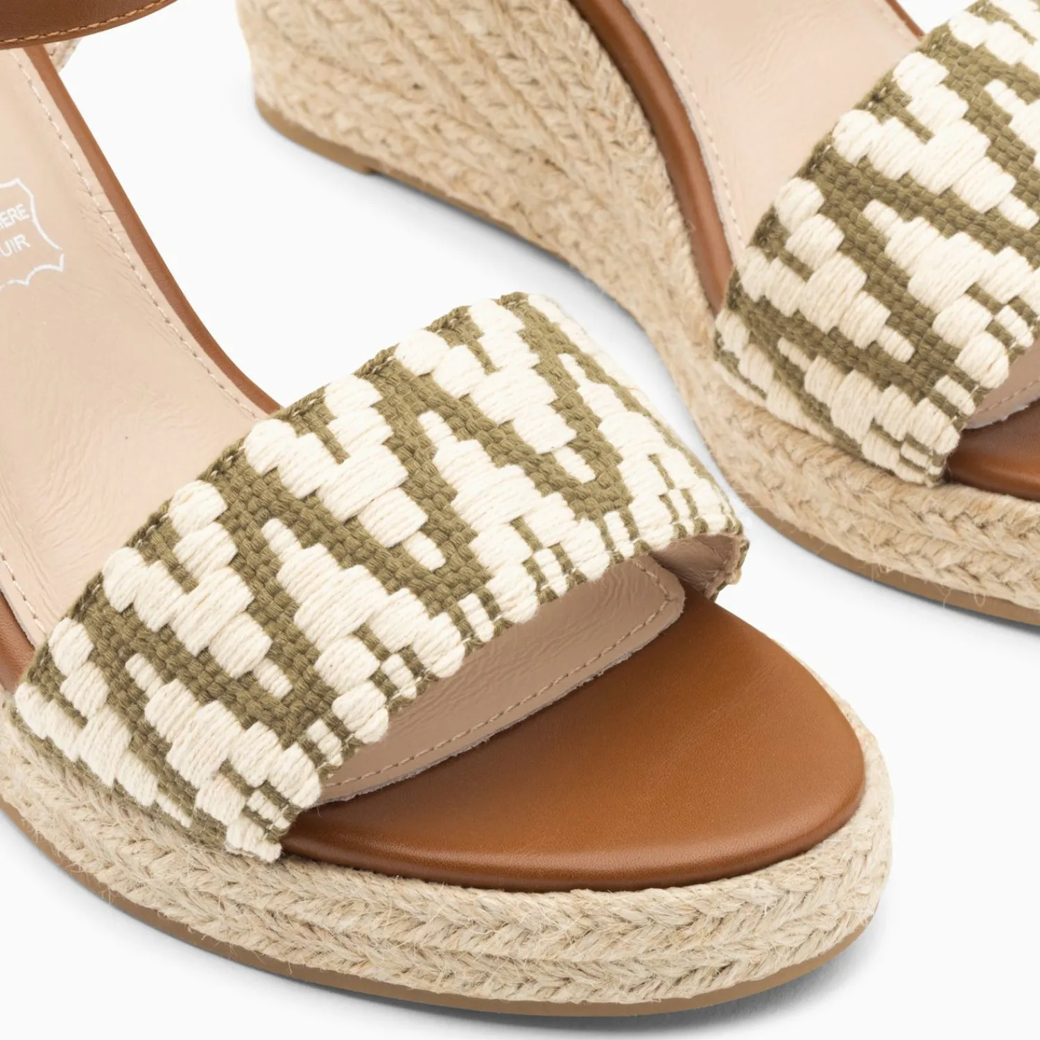 Vanessa Wu Sandales À Talon, Compensées>Sandales Compensees Malvina Kaki En Tissu Jacquard