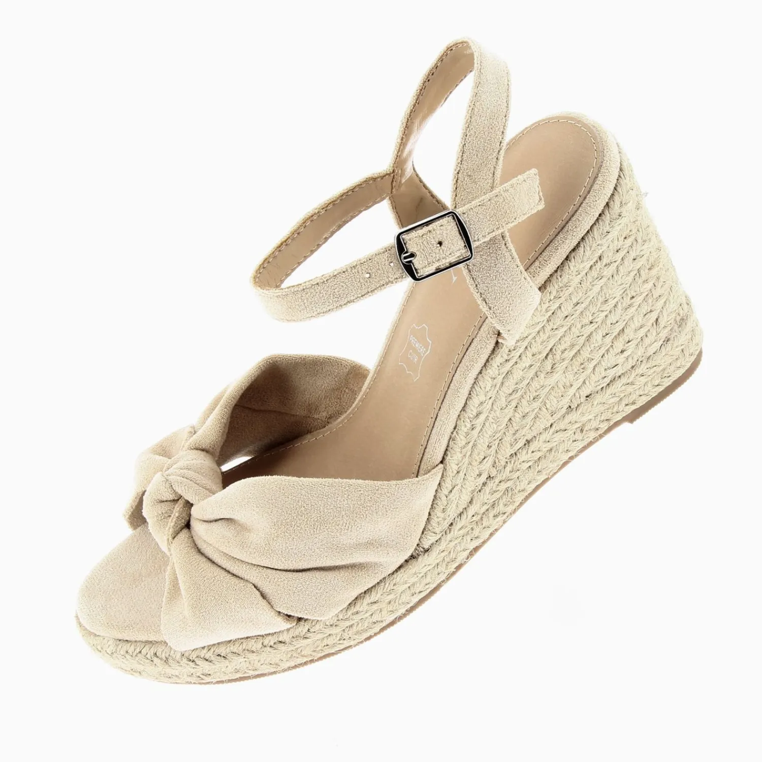 Vanessa Wu Sandales À Talon, Compensées>Sandales Compensees Nouees Zoella Beige Clair