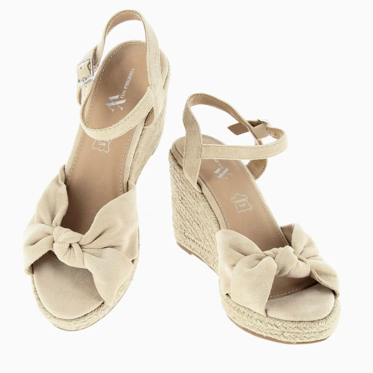Vanessa Wu Sandales À Talon, Compensées>Sandales Compensees Nouees Zoella Beige Clair