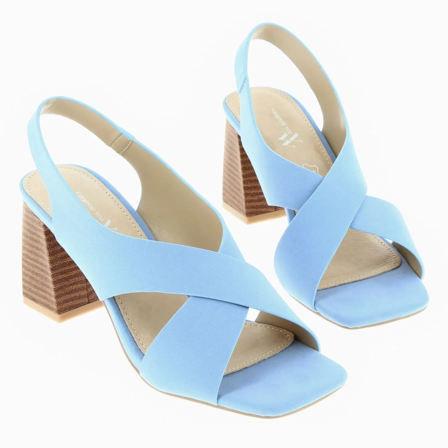 Vanessa Wu Sandales À Talon, Compensées>Sandales Dakota Bleu Clair A Brides Croisees Et Talon Haut