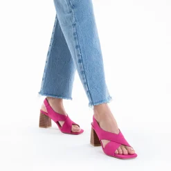 Vanessa Wu Sandales À Talon, Compensées>Sandales Dakota Fuchsia A Brides Croisees Et Talon Haut