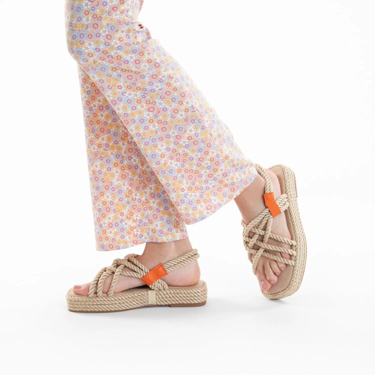 Vanessa Wu Sandales Plates>Sandales En Corde Anya Beige A Plateforme