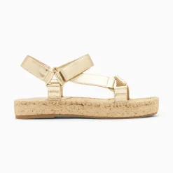 Vanessa Wu Sandales Plates>Sandales Harlyne Or A Scratchs Et Semelle Espadrille