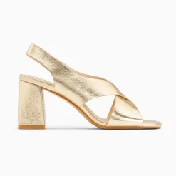 Vanessa Wu Sandales À Talon, Compensées>Sandales Lauren Or A Brides Croisees Et Talon Haut