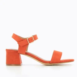 Vanessa Wu Sandales À Talon, Compensées>Sandales Melissa Orange A Petit Talon Epais
