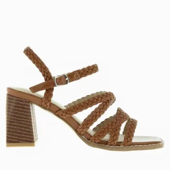 Vanessa Wu Sandales À Talon, Compensées>Sandales Miranda Camel A Multibrides Tressees Et Talon Haut