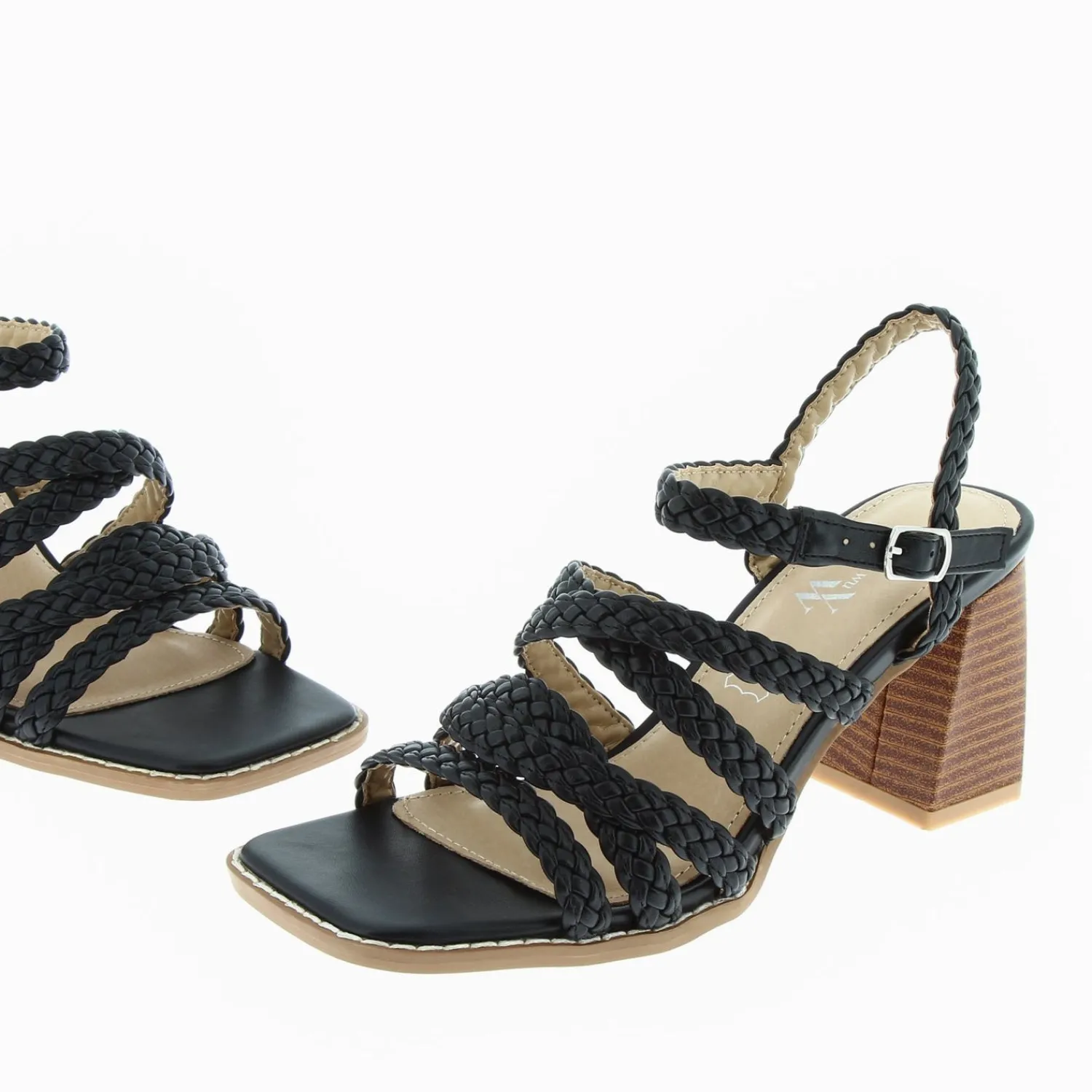 Vanessa Wu Sandales À Talon, Compensées>Sandales Miranda Noires A Multibrides Tressees Et Talon Haut