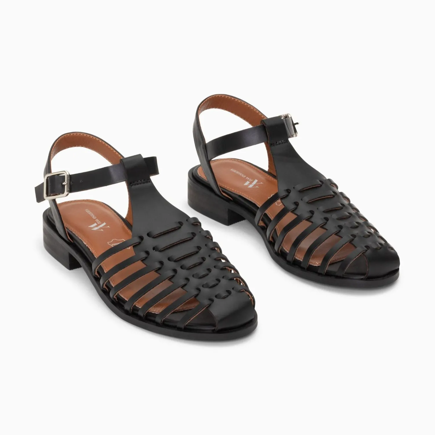 Vanessa Wu Sandales Plates>Sandales Plates Anne Style Pecheur A Fines Brides Noir Mate