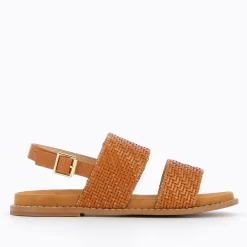Vanessa Wu Sandales Plates>Sandales Plates Cassandre Tressees Camel