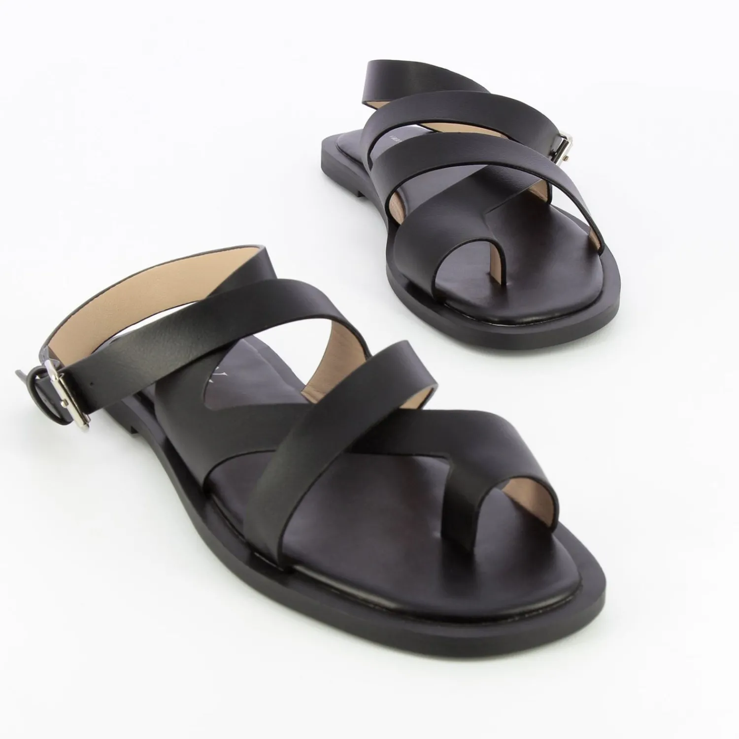 Vanessa Wu Sandales Plates>Sandales Plates Magali Noires A Passe-Pouce