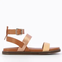 Vanessa Wu Sandales Plates>Sandales Plates Ninon Camel A Brides Rose Gold Et Rose Pale