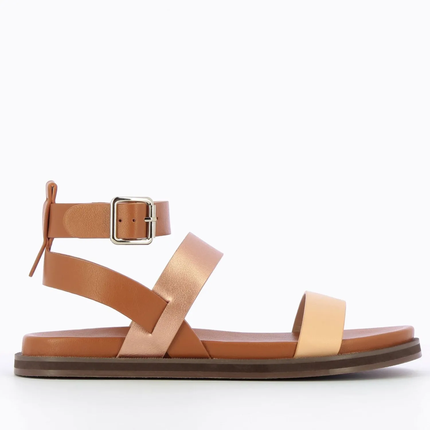 Vanessa Wu Sandales Plates>Sandales Plates Ninon Camel A Brides Rose Gold Et Rose Pale