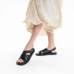 Vanessa Wu Sandales Plates>Sandales Terry Noires A Brides Croisees