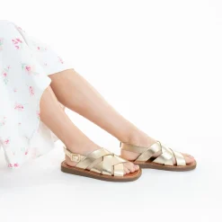 Vanessa Wu Sandales Plates>Sandales Terry Or A Brides Croisees