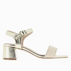 Vanessa Wu Sandales À Talon, Compensées>Sandales Veronica Or A Bride En Mesh Beige
